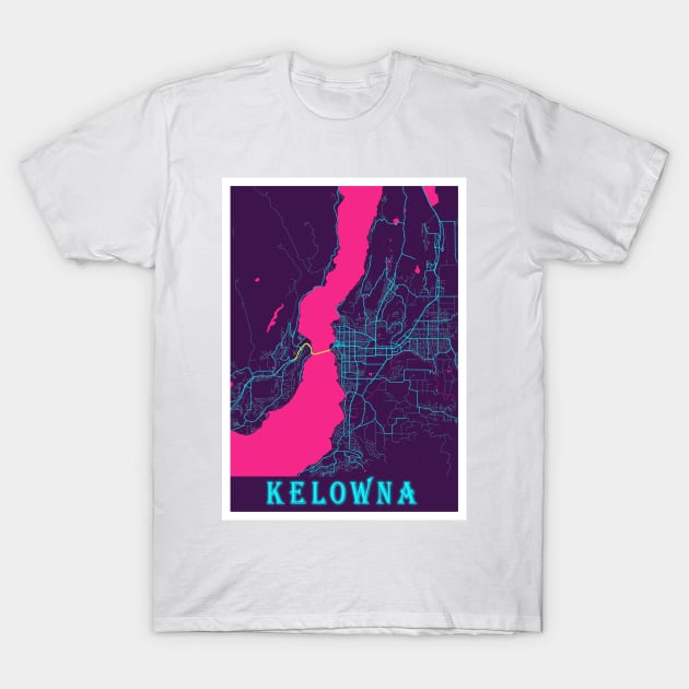Kelowna Neon City Map, Kelowna Minimalist City Map Art Print Kelowna